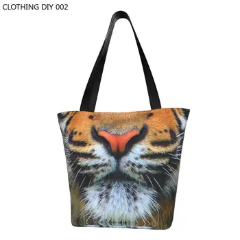 Женская сумка для покупок Wild Tiger, изготовленная на заказ из холста с 3D лицом, сумки через плечо для покупателей, сумки большой емкости