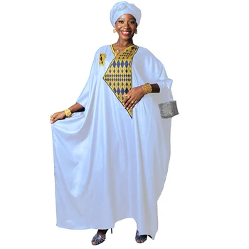 Женские африканские платья свободного размера с рукавом и шарфом с вышивкой, вечернее платье