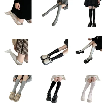 Женские летние носки с бантиками длиной до колен, повседневная одежда в полоску для ежедневной доставки.