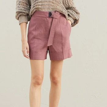 Женские льняные короткие шорты, летние мягкие повседневные женские брюки