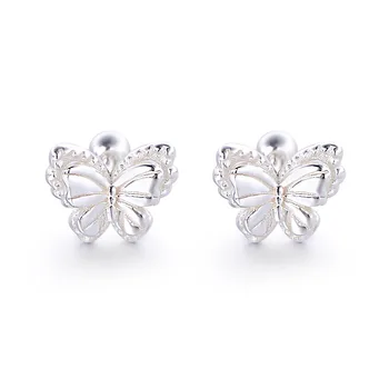 Женские серьги-бабочки из стерлингового серебра S999 серии Fresh and Sweet Forest с завинчивающимися крышками