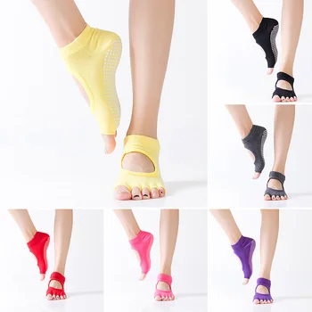 Женские спортивные носки для йоги, нескользящие, с открытой спиной, эластичные, с раздельным носком, носки для Пилатеса, балета, танцев, фитнеса, дышащие Спортивные носки