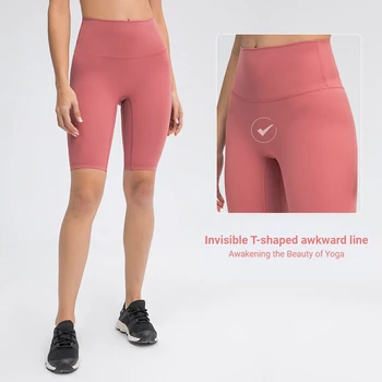 Женские шорты для йоги с высокой талией и потайным карманом, 10-дюймовые байкерские шорты для тренировки живота, леггинсы из эластана для бега в тренажерном зале