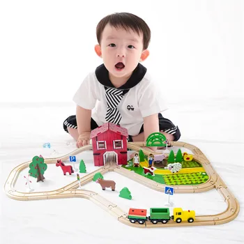 [Забавно] Деревянная сборка своими руками, имитирующая животноводческую ферму, модели поездов, строительные блоки, развивающие игрушки, лучший подарок ребенку на день рождения