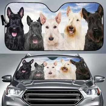 Забавный солнцезащитный козырек для автомобиля с рисунком команды шотландских терьеров Blue Sky, Солнцезащитный козырек для окна автомобиля семьи шотландских терьеров для любителей собак, автомобильные ветры