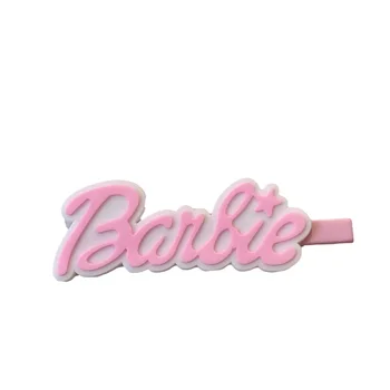 Заколка для волос Barbie, Милая Розово-Черная Крутая Заколка для Челки, Боковая Заколка, Трендовые Аксессуары для волос, Небольшой Подарок