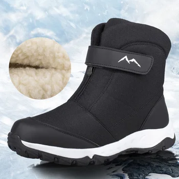 Зимние ботинки, мужские водонепроницаемые хлопчатобумажные туфли с высоким берцем, мужские плюс бархатные теплые зимние ботинки, уличная повседневная обувь для северо-востока