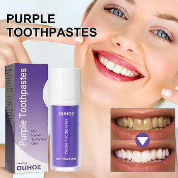 Зубная паста для красоты Фиолетовый Мусс Профессиональная чистка Желтых пятен на зубах Восстановление белизны зубов Свежее Отбеливание Bright B Q4N2