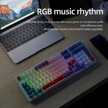 Игровая клавиатура с RGB подсветкой, 100 клавиш, механическая клавиатура K98, полноклавишная клавиатура с горячей заменой для компьютера, ноутбука, ПК