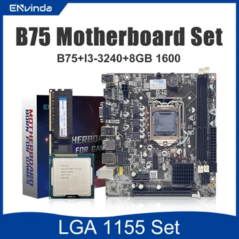 Игровой комплект Материнской платы ENvinda B75 для ПК с Core i3 3240 8GB DDR3 Plate Placa Mae LGA 1155 С Процессором И Памятью LGA1155 Set