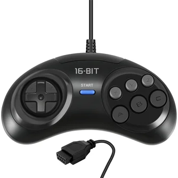 Игровой контроллер из 2 предметов для SEGA Genesis с 16-битной ручкой, 6-кнопочный геймпад для SEGA MD, игровые аксессуары, черный