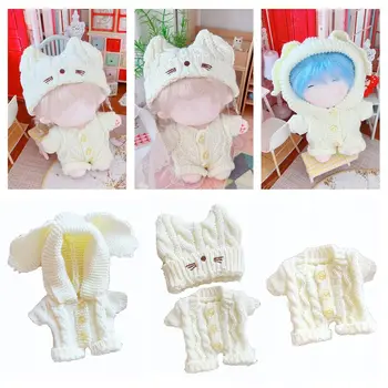 Игрушечный Свитер, аксессуары для кукол с хлопчатобумажной начинкой, комбинезоны с мультяшными животными, вязаное Боди, одежда для куклы Кролик Кошка 20 см
