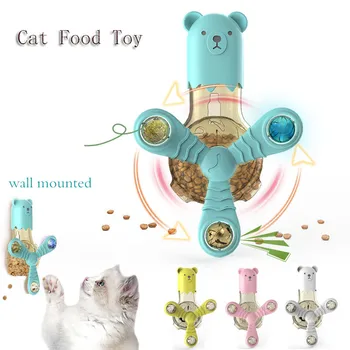 Игрушка для протечек кошачьего корма, настенная Вращающаяся Интерактивная игрушка для домашних кошек, головоломка для медленного кормления, Забавные игрушки для раздачи кошачьего лакомства