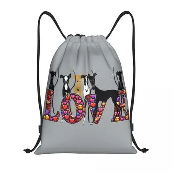 Изготовленные на Заказ Сумки-Рюкзаки Love Hounds На Шнурке Облегченные Greyhound Whippet Sighthound Dog Gym Sports Sackpack для Путешествий