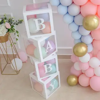 изготовленный на заказ Прозрачный почтовый ящик 25 см A-Z Baby Shower Girl 1st Birthday Party Decoration Детская свадьба, День рождения, воздушный шар, коробка для поделок
