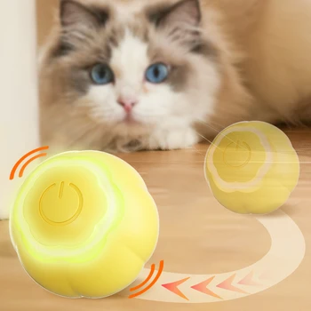 Интеллектуальный Электрический Катящийся Мяч Игрушка для кошек Мяч для Киски Устойчив К Укусам Светящийся Интерактивный Игрушечный Мяч Товары для домашних животных