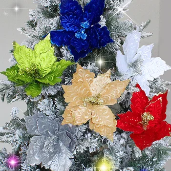 Искусственный цветок, новогодний подарок, украшение для Рождественской елки, 1 шт. искусственных рождественских цветов