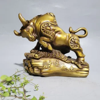 Китайская статуя коровы из латуни 22 см, бронзовая статуя животного, скульптура животного