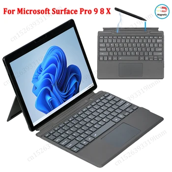 Клавиатура с Магнитной Подсветкой Для Планшета Microsoft Surface Pro 8/X/Pro 9 Клавиатура Беспроводная Bluetooth Клавиатура Тачпад С Держателем Пера