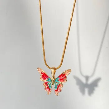 Классическое ожерелье-бабочка Цепочка на ключицу Подарок принцессы для девочек Ins Цветное Капающее ожерелье Оптом H014