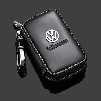 Кожаный автомобильный брелок для ключей, сумка-Органайзер, чехол для ключей от автомобиля для Volkswagen VW GOLF Polo CC Tiguan GTI TOURAN CADDY PASSAT