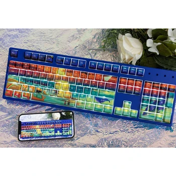 Колпачки для клавиш с морским пейзажем для переключателя Cherry 61 64 68 84 87 96 104 108 Alice Layout Механическая игровая клавиатура Колпачок для клавиш Cherry Profile PBT