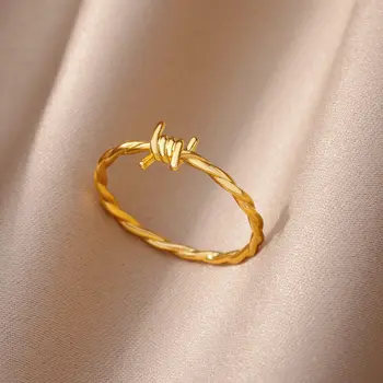 Кольца из нержавеющей стали для женщин и мужчин, позолоченное витое кольцо на палец, винтажные украшения для свадебной вечеринки, аксессуары бесплатная доставка