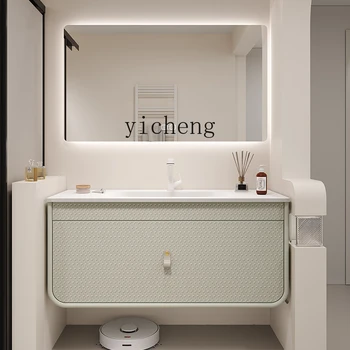 Комбинированный шкаф для ванной комнаты XC Дубовый Шкаф для умывания Зеркало в шкафу Итальянский Минималистский Интеллект