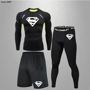 Компрессионный костюм C R 3 Спортивная одежда для бега, фитнеса, спортивных боев, бокса, комплект футболок