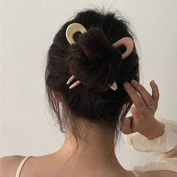 Корейский Геометрический диск Для волос Акриловая Многоцветная Винтажная Вилка Для волос Палочки Для волос Аксессуары для волос Заколки