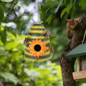Кормушка для птиц Долговечное воробьиное гнездо Многофункциональная декоративная металлическая кормушка для птиц на дереве, веранде, в саду и дома