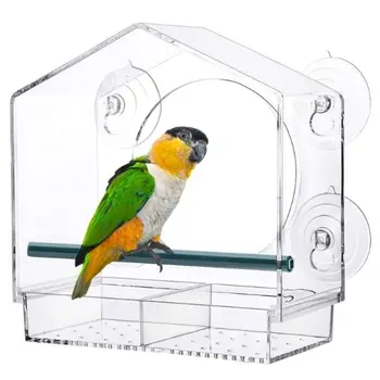 Кормушки для птиц из прозрачного акрила С присоской, Уличная коробка для корма для птиц, товары для домашних животных