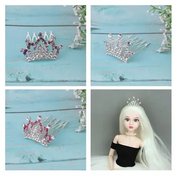 корона для куклы-девочки, металлическая корона принцессы со стеклянными бриллиантами / Коллекция кукол 3 1/4 BJD