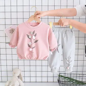 Костюм для девочек 2023, Новый свитер, женская одежда для малышей, осенняя детская одежда в корейском стиле из двух предметов для девочек