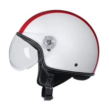 Красно-Белый Мотоциклетный шлем с открытым лицом Capacete Para Motocicleta Cascos Para Moto Racing Voss Мотоциклетные Винтажные Шлемы с линзами