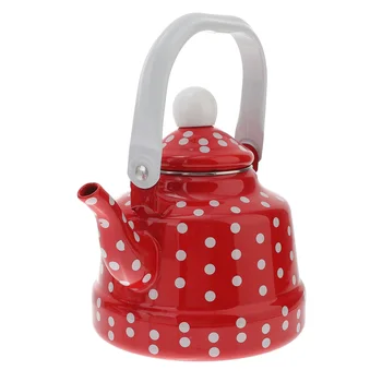 Красно-белый чайник в горошек: Заварочный чайник с ручкой и крышкой, уникальный подарок на Новоселье для любителей чая объемом 1,1 л