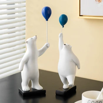 Креативные белые декоративные украшения, полярный воздушный шар, скульптура медведя, статуя в скандинавском стиле для интерьера дома, гостиной.