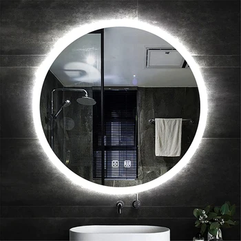 круглое Умное Настенное Зеркало для ванной комнаты 70 см с подсветкой, Противотуманное Светодиодное Зеркало для макияжа, Зеркало с подсветкой и сенсорным затемнением, Туалетное зеркало