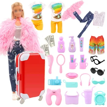 Кукольный чемодан, дорожная одежда и аксессуары для 11,5-дюймовой куклы-девочки, переноска для путешествий, бесплатная доставка, детский подарок