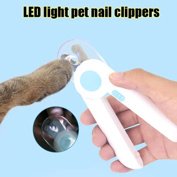 Кусачки для ногтей со светодиодной подсветкой для домашних животных, Оптовая продажа, точилка для ногтей для кошек, Косметические Чистящие средства, легкие кусачки для ногтей для собак с защитой от крови