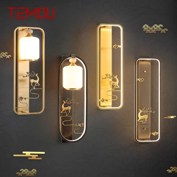 Латунный настенный светильник TEMOU LED, современное роскошное бра, украшение интерьера, Прикроватная тумбочка для спальни, Освещение гостиной, коридора