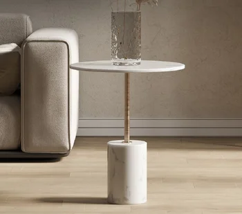 Легкая роскошная каменная доска, современная и простая домашняя гостиная, столик для цветов, угловой столик для дивана, мраморный журнальный столик в скандинавском стиле