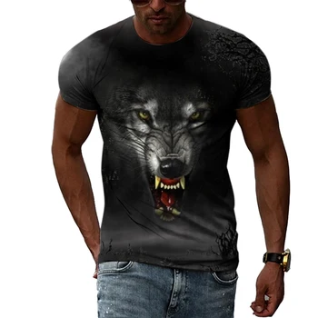 Летние новые футболки с изображением животных и волков в 3D-стиле для мужчин, модные повседневные футболки с коротким рукавом в стиле хип-хоп, уличная одежда