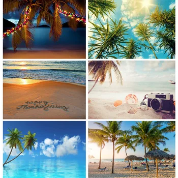Летний Тропический Морской пляж, Пальмы, Фон для фотосъемки, Природные живописные Фотофоны, Фотосессия, Фотостудия 22324 HT-02