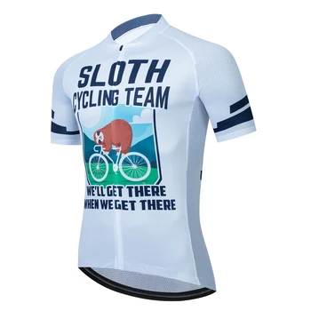 Летняя велосипедная майка Slim Fit, мужская быстросохнущая велосипедная майка 2023 года, модные рубашки для велоспорта SLOTH CYCLING TEAM высокого качества.