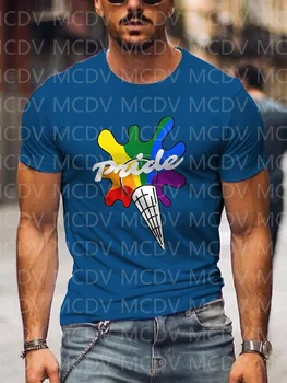 Летняя мужская футболка с тающим радужным мороженым 2023 года, Красочная футболка с ЛГБТ-3D принтом The Best He Him Hole