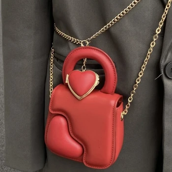 Летняя новая кожаная сумка с цепочкой Love, Милая сумка 2023, модные женские сумки-мессенджеры через плечо, Женские кошельки и сумки Gg