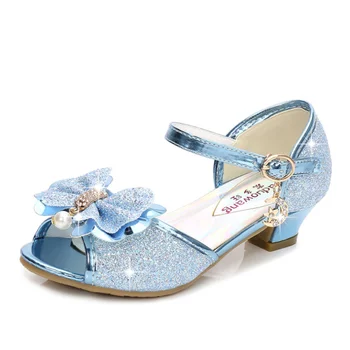 Летняя Новая Танцевальная обувь Принцессы с Жемчужным Бантом для девочек, Детская Дышащая Повседневная Пляжная Обувь