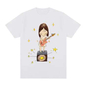 Летняя футболка Yoshitomo Nara Guitar, Мужская футболка, Новая футболка, Женская Повседневная Футболка Для отдыха, Хипстерская Уличная мода, Футболка С принтом
