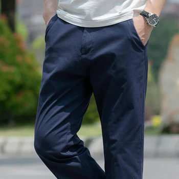 Летом 2023 года Новые хлопковые эластичные свободные прямые повседневные брюки для деловых мужчин, тонкие длинные брюки для папы в западном стиле, гладкие